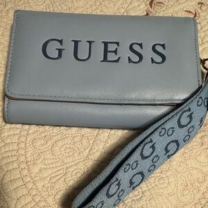 Guess Blue Clutch Wristlet
